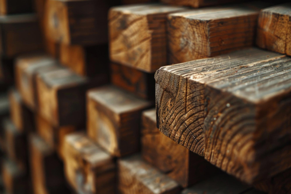 A close up of a pile of wooden blocks on a table.